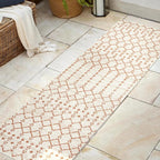 JONATHAN Y Moroccan Geometric Indoor Outdoor Runner Rug 2X8 Cream/Orange - Image 3