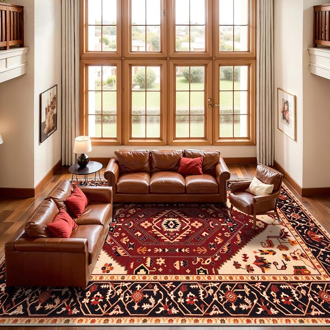 SERISSA 9x12 Area Rugs for Living Room, Large Washable Non-Slip Boho Rug - Image 3