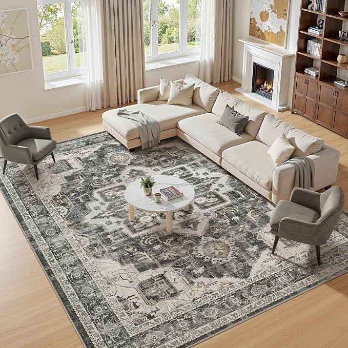 6x9 Area Rugs for Living Room, Washable Non Slip Vintage Distressed Stain - Image 6