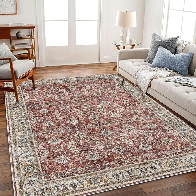 CHAMPLANT Washable Area Rug 9'x12' Boho Design Non-Shedding Easy Care Ideal by CHAMPLANT