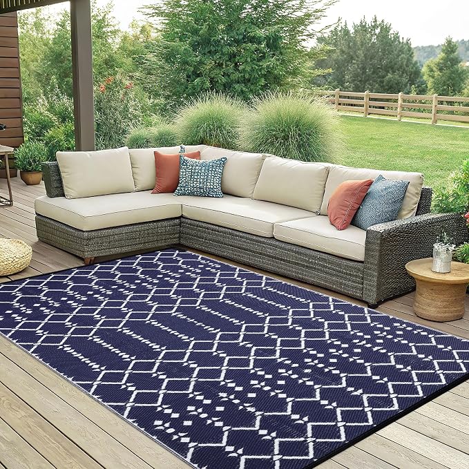 Smiry Outdoor Rug 6x9 ft, Waterproof Reversible Plastic Straw Rugs, Boho - Image 7