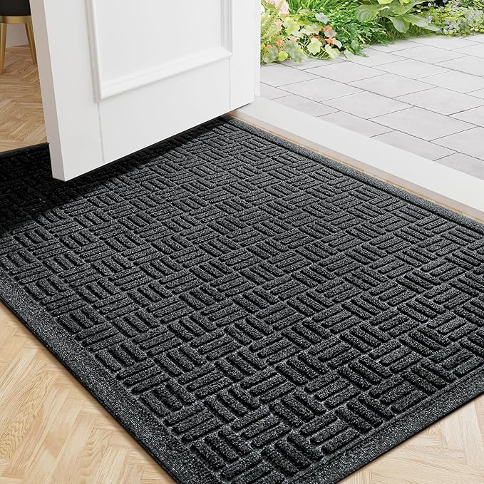 Mibao Front Door Mat Outdoor Entrance, Waterproof Dirt Trapper Doormat by Mibao
