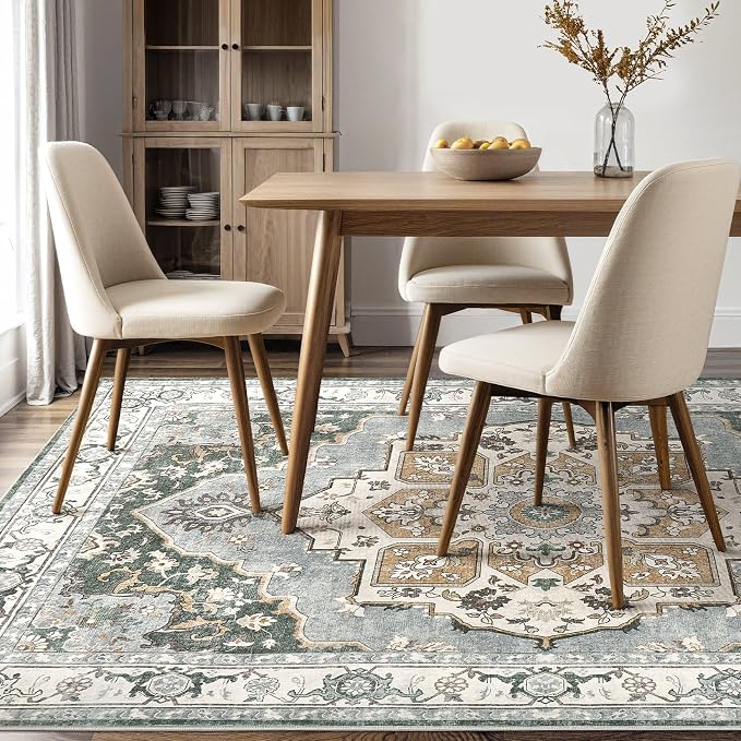 10x12 Washable Area Rug: Vintage Neutral Soft Non Slip Thin Large Floor Carpet - Image 10
