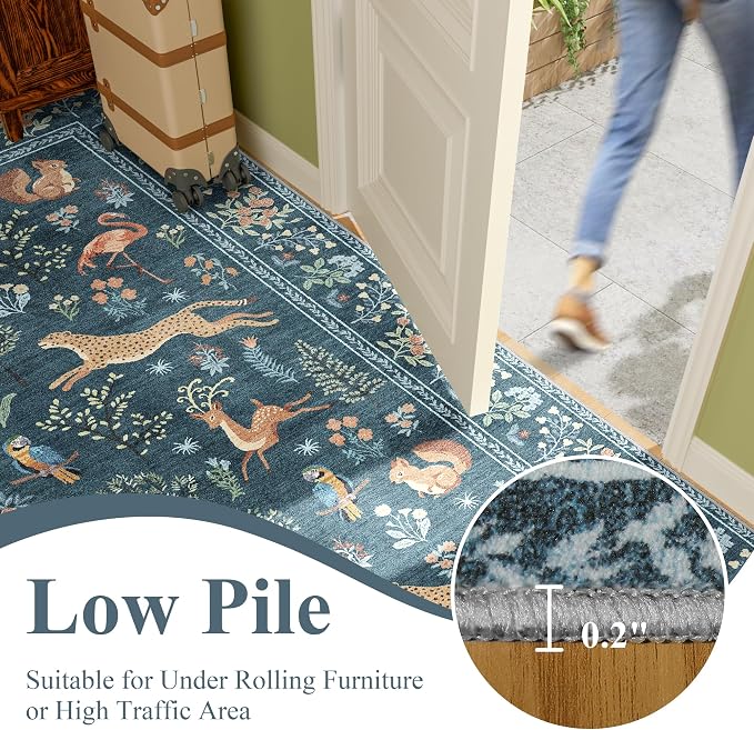 DUKINO 5x7 Rug, Washable Animal Living Room Rug - Image 7