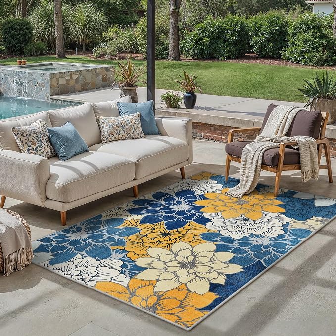 GENIMO Indoor Outdoor Area Rug 6'x9', Machine Washable Rugs - Image 6