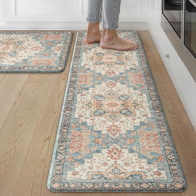GENIMO Kitchen Mats for Floor 2PCs, Washable Anti Fatigue Mat for Cushioned by GENIMO