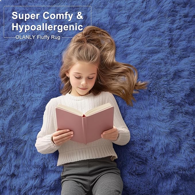 OLANLY 2x3 Machine Washable Small Bedside Rug, Soft Fluffy Shaggy Entryway - Image 6