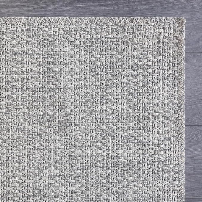 CAMILSON Indoor and Outdoor Runner Rug Gray Solid Boho Woven Design - Image 7
