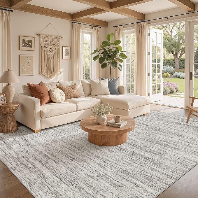 Nakagishi 10X12 Area Rugs Living Room: Washable Large Vintage Rug Neutral - Image 2