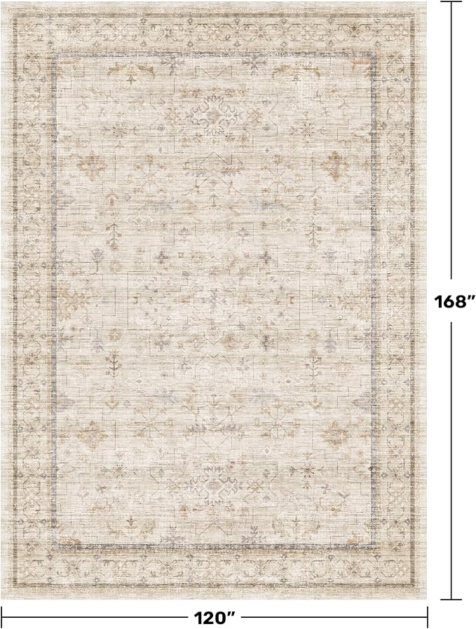 Washable Floral 10x14 Big Living Room Rug, Stain Resistant Foldable Area Rug - Image 2