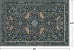 Washable Floral Small 2x3 Dark Blue Entryway Rugs Indoor, Botanical Bird - Image 2