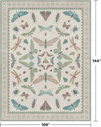 Green Butterfly Area Rug 9x12 for Living Room, Washable Floral Rug for Girls - Image 2