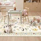 Soalmost Cat 4x6 Area Rugs, Machine Washable Animal Floral Accent Rug Non-Slip - Image 2
