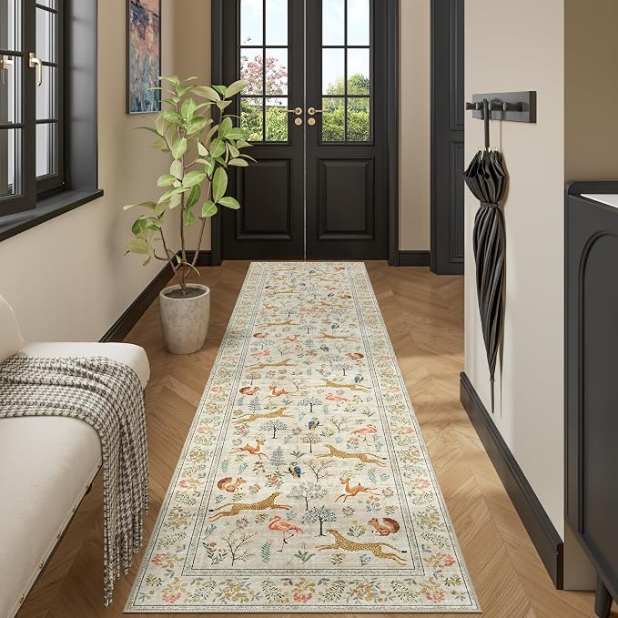 DUKINO Washable 2.6x10 Runner Rug, Non Slip Animal Print Runner Rug - Image 3