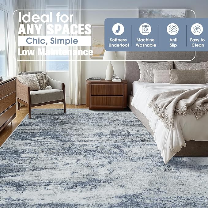 10x14 Area Rugs for Living Room Rug Washable: Abstract Large Rug Indoor Modern - Image 2