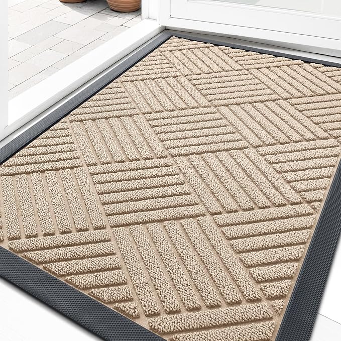 OLANLY Front Door Mat Outside Entrance 29.5x17, Heavy Duty Sturdy Natural by OLANLY
