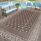 Pauwer 9'x12' Reversible Outdoor Rug, Waterproof Plastic Straw Area Rug - Image 5