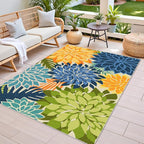 3x5 Washable Rug for Living Room Tropical Botanical Modern Floral Chenille Area - Image 2