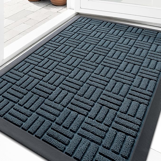 OLANLY Front Door Mat Outside Entrance 33x21, Heavy Duty Sturdy Natural Rubber by OLANLY