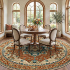 RELEANY Area Rugs Round 10ft Washable Non-Slip, Floral Vintage Distress - Image 3