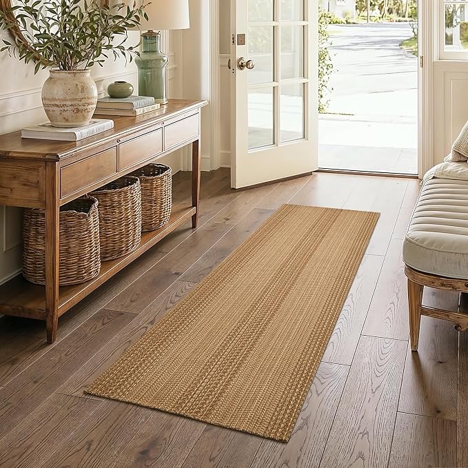 MatEssen 2x7 Thin Runner Rug for Hallway, 30% Cotton 70% Polyester Woven Carpet by MatEssenz