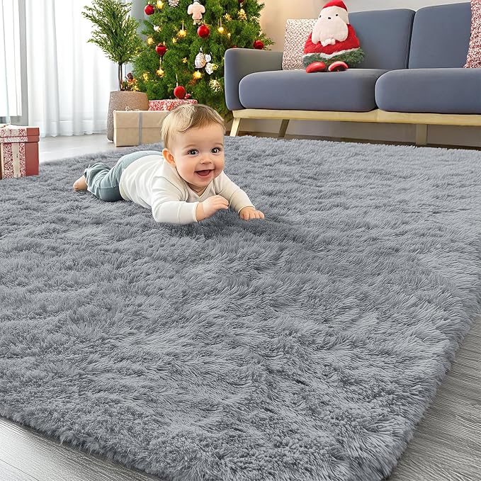 OLANLY Area Rugs for Living Room Bedroom, Machine Washable 4x5.9 ft Soft Fluffy by OLANLY