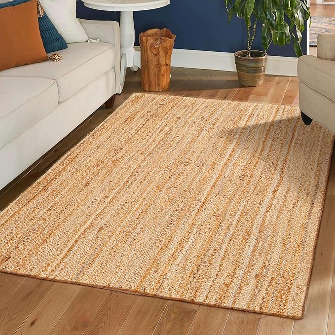 Hausattire Hand Woven Jute Braided Rug, Reversible Boho Entry Area Rugs - Image 4