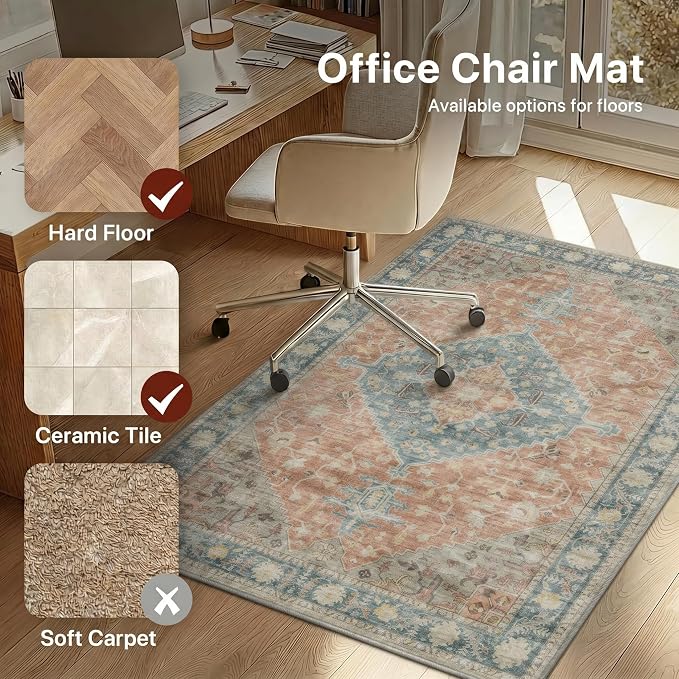 36"x60" Office Chair Mat for Hardwood Tile Floor, Under Desk Carpet Protector - Image 3