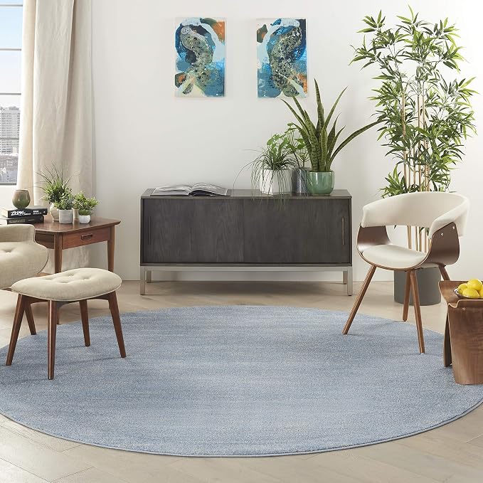 Nourison Home Nourison Essentials Blue Grey 8' x Round Area Rug - Image 4
