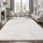 8x10 Area Rugs for Living Room Bedroom: White Soft Fluffy Shag Upgrade Non-Slip - Image 3