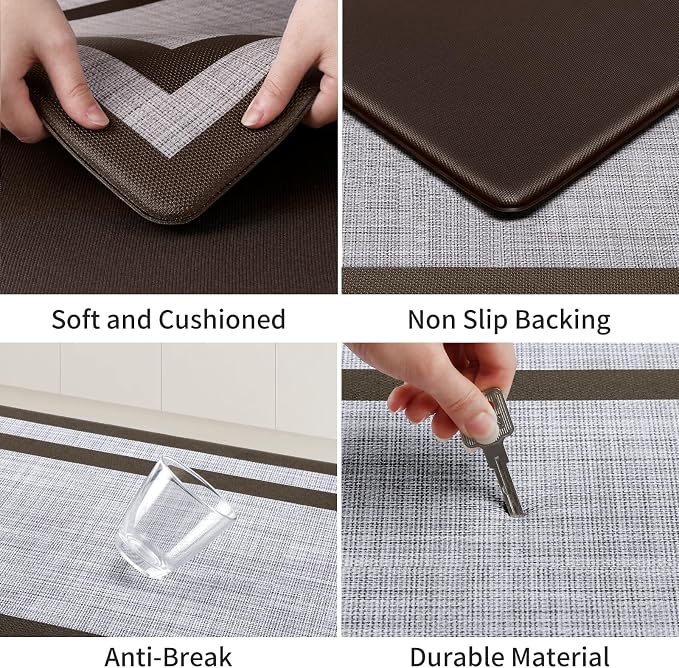 Mattitude Kitchen Mats Set of 2 Cushioned 0.47 inch Thick Rugs Non-Skid - Image 5