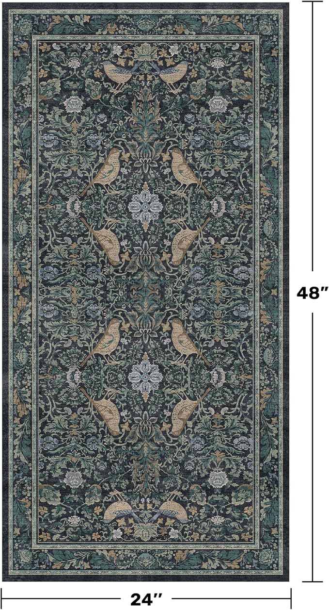 Hazo Haus Washable Floral Small 2x4 Thin Door Mats - Image 2