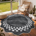GarveeHome Scalloped Round Rug 4ft Modern Solid Color Circle Rugs Non Slip Low by GarveeHome