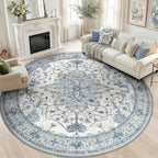 RELEANY Area Rugs Round 7ft Washable Non-Slip, Floral Vintage Distress - Image 3