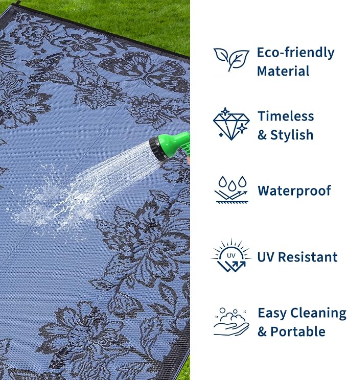 Garvee Outdoor Rugs 8’x10’ Waterproof Reversible Mats, Large Area Plastic Straw - Image 2