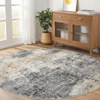 Round Rug Living Room Rugs: 5x5 Washable Circle Large Abstract Modern Soft - Image 6