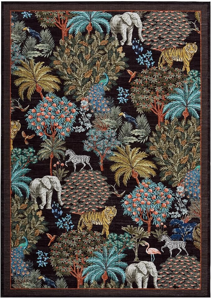 GarveeHome Jungle Animal Print Rug 6x9 Washable Area Rugs - Image 4