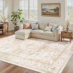 Madane Washable 6x9 Area Rugs for Living Room, Vintage Natural Rug by Madane