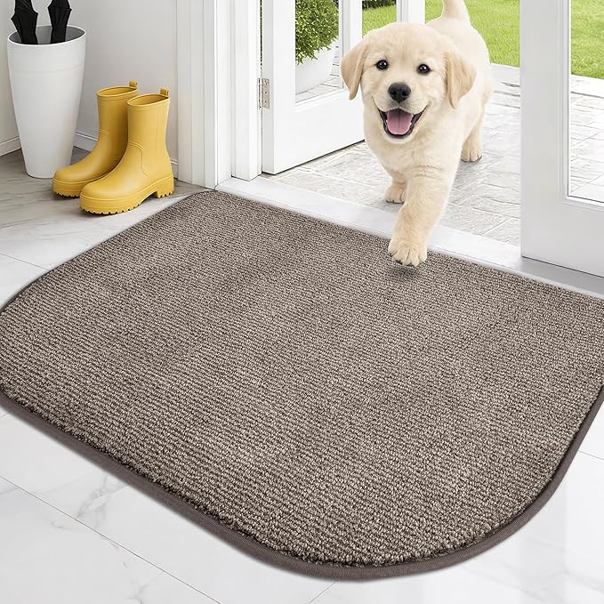 PURRUGS Dirt Trapping Door Mat Half Round 24" x 35.5", Non-Slip Machine by PURRUGS