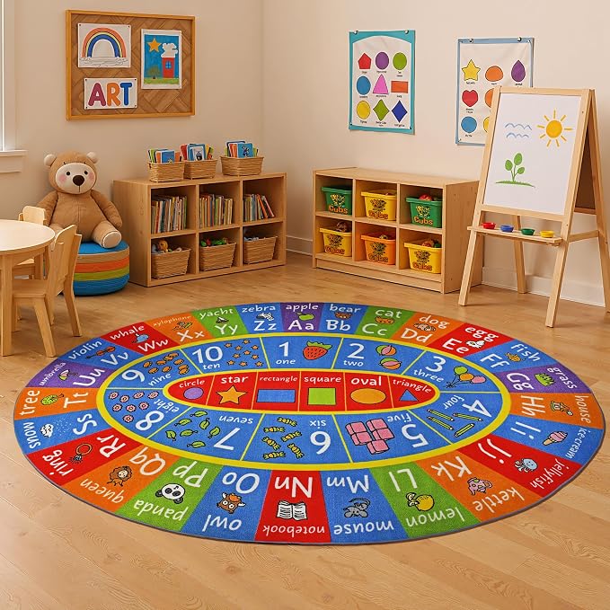 KC Cubs Multi Color Letter Print Power-Loomed ABC Alphabet, Numbers and Shapes - Image 4