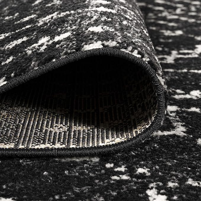 JONATHAN Y Boho Vintage Diamond Black/Ivory Round Area Rug 7 ft, Moroccan Hype - Image 4