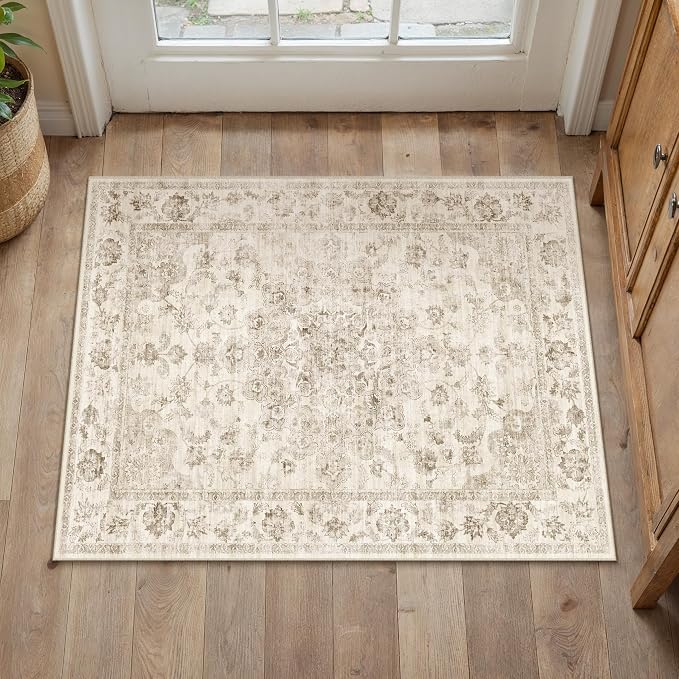 Neutral Kitchen Rug Set of 3 Washable Beige Vintage Kitchen Mats - Image 6
