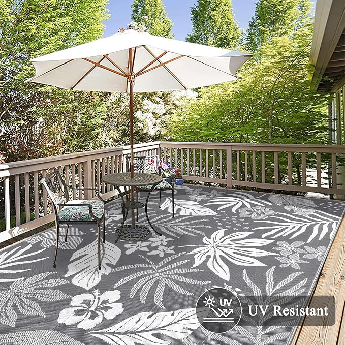 Pauwer Waterproof Outdoor Rug 8x10, Reversible Plastic Straw Patio Camping Rug - Image 4