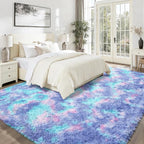 Rainbow Fluffy Rugs for Girls Bedroom: 9x12 Large Shag High Pile Area Rug - Image 2