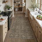 Kitchen Rug Set of 3 Washable Brown Vintage Kitchen Mats by WondRg