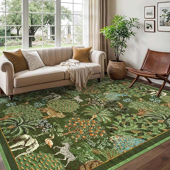 GarveeHome Jungle Animal Print Rug 6x9 Washable Area Rugs - Image 3