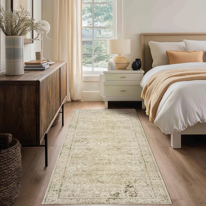 Neutral Farmhouse Hallway Rug Runner 2x6 Washable Non Slip Rubber Backing - Image 8