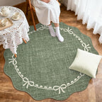 GarveeHome Scalloped Bow Rug for Living Room, 4ft Round Rugs Washable Solid - Image 3