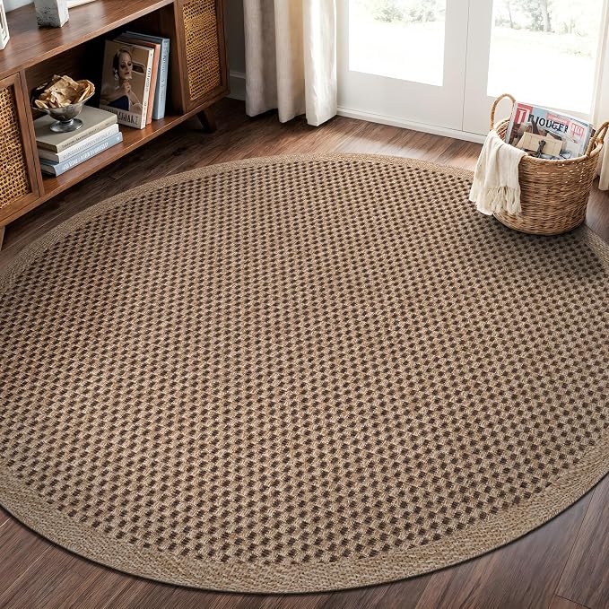 CAMILSON Easy Jute Round Rug 4ft Indoor Outdoor Natural Color Fiber Area Rugs by CAMILSONIndoorOutdoorAreaRugs
