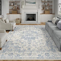 8x10 Washable Neutral Area Rug Blue Vintage Living Room Bedroom Carpet Non-Slip by WondRg